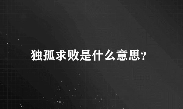 独孤求败是什么意思？