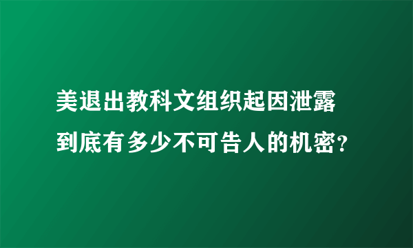 美退出教科文组织起因泄露 到底有多少不可告人的机密？