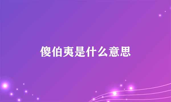 傻伯夷是什么意思