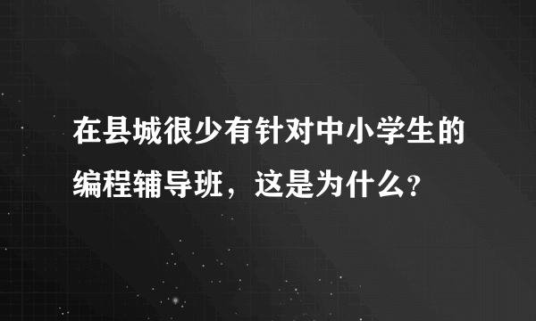 在县城很少有针对中小学生的编程辅导班，这是为什么？