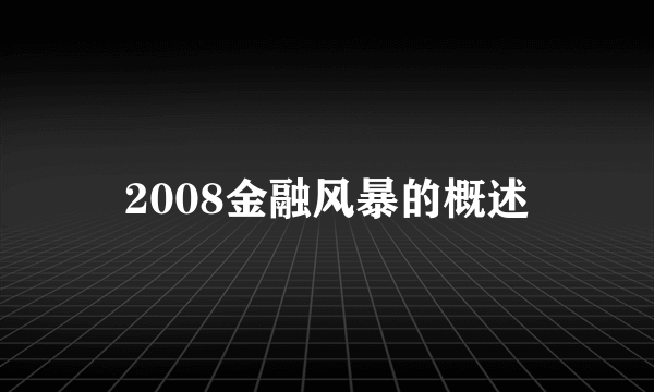 2008金融风暴的概述