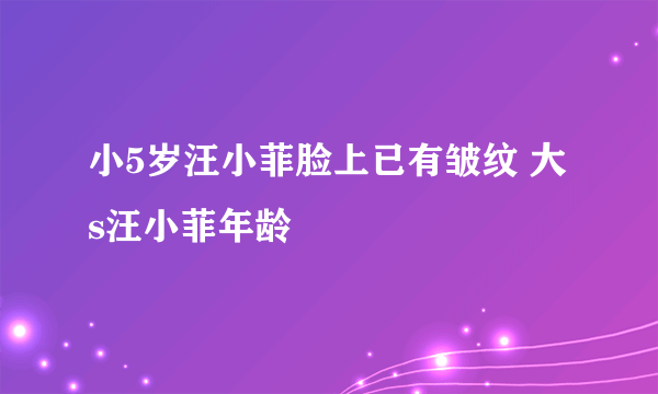 小5岁汪小菲脸上已有皱纹 大s汪小菲年龄