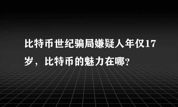 比特币世纪骗局嫌疑人年仅17岁，比特币的魅力在哪？ 