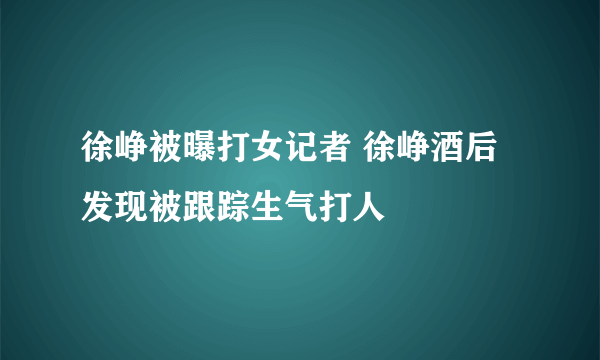 徐峥被曝打女记者 徐峥酒后发现被跟踪生气打人