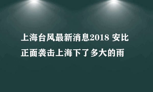 上海台风最新消息2018 安比正面袭击上海下了多大的雨