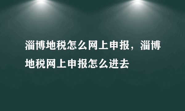 淄博地税怎么网上申报，淄博地税网上申报怎么进去