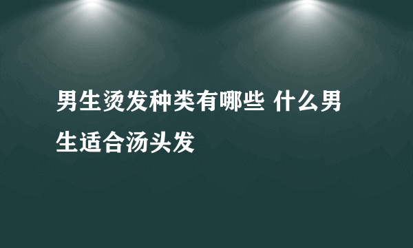 男生烫发种类有哪些 什么男生适合汤头发