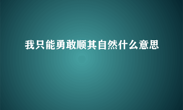 我只能勇敢顺其自然什么意思