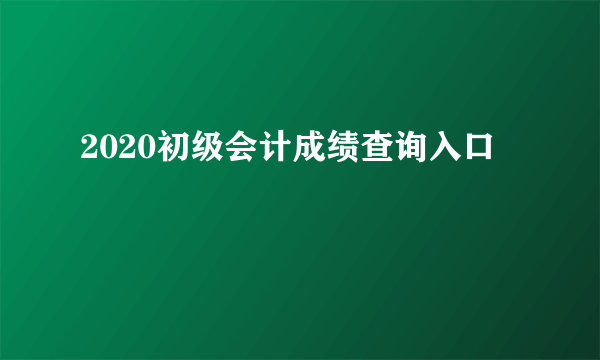 2020初级会计成绩查询入口