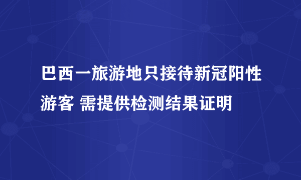 巴西一旅游地只接待新冠阳性游客 需提供检测结果证明