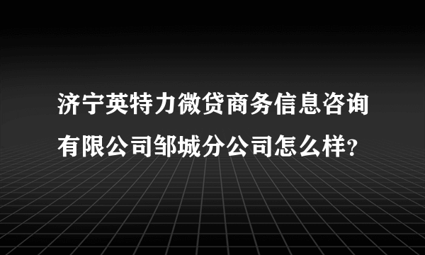 济宁英特力微贷商务信息咨询有限公司邹城分公司怎么样？