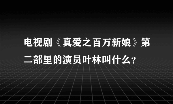 电视剧《真爱之百万新娘》第二部里的演员叶林叫什么？