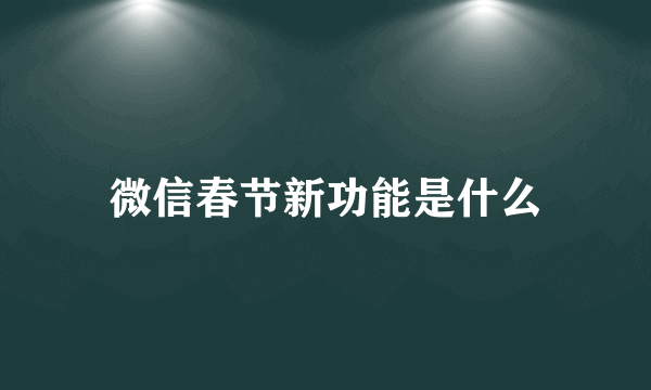 微信春节新功能是什么