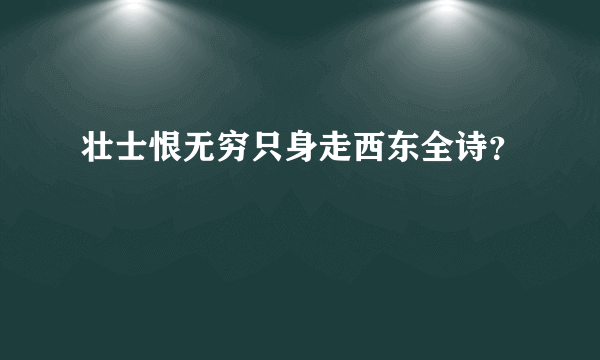 壮士恨无穷只身走西东全诗？