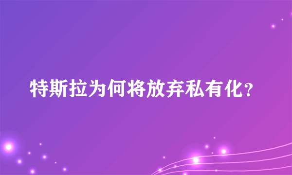 特斯拉为何将放弃私有化？