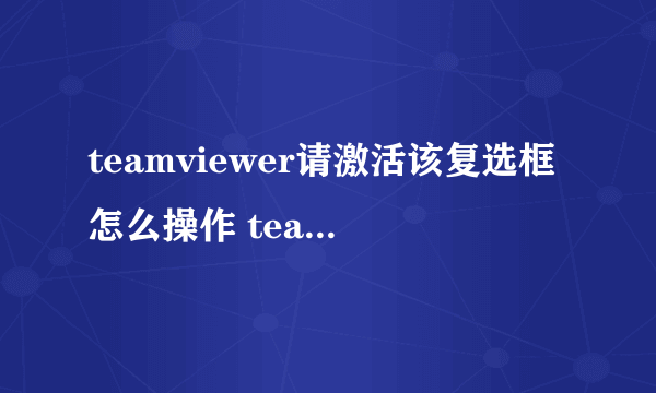 teamviewer请激活该复选框怎么操作 teamviewer激活授权码