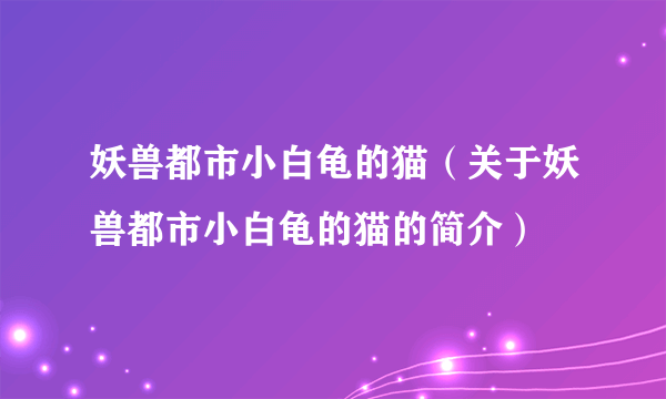 妖兽都市小白龟的猫（关于妖兽都市小白龟的猫的简介）