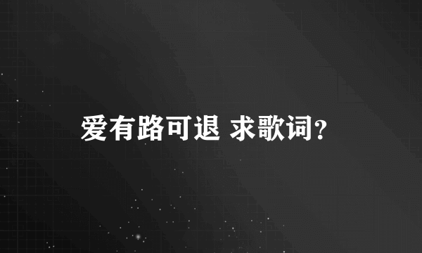 爱有路可退 求歌词？