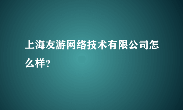 上海友游网络技术有限公司怎么样？