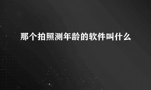 那个拍照测年龄的软件叫什么