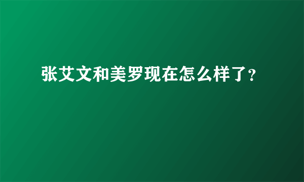 张艾文和美罗现在怎么样了？