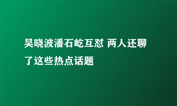 吴晓波潘石屹互怼 两人还聊了这些热点话题