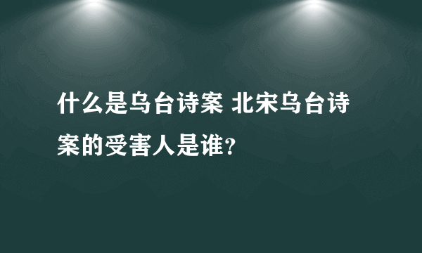 什么是乌台诗案 北宋乌台诗案的受害人是谁？