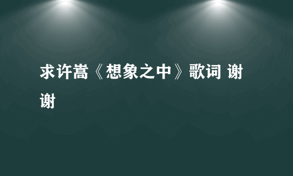 求许嵩《想象之中》歌词 谢谢