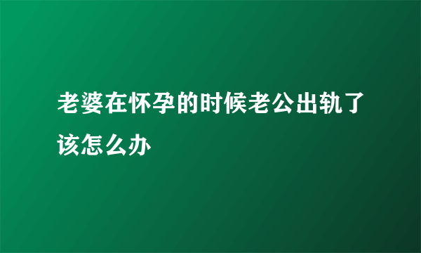 老婆在怀孕的时候老公出轨了该怎么办