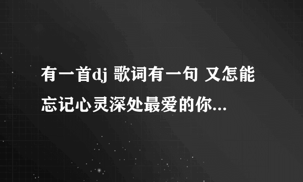 有一首dj 歌词有一句 又怎能忘记心灵深处最爱的你 是什么歌曲