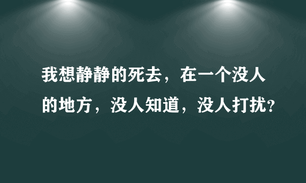 我想静静的死去，在一个没人的地方，没人知道，没人打扰？