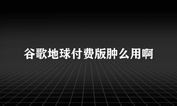 谷歌地球付费版肿么用啊