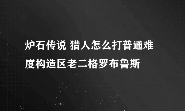 炉石传说 猎人怎么打普通难度构造区老二格罗布鲁斯