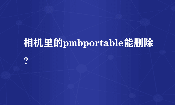 相机里的pmbportable能删除？