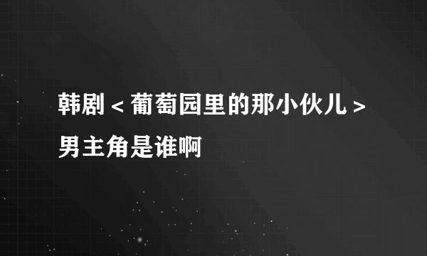 韩剧＜葡萄园里的那小伙儿＞男主角是谁啊