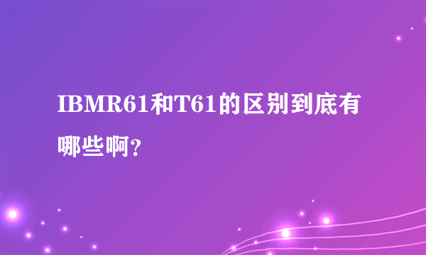 IBMR61和T61的区别到底有哪些啊？