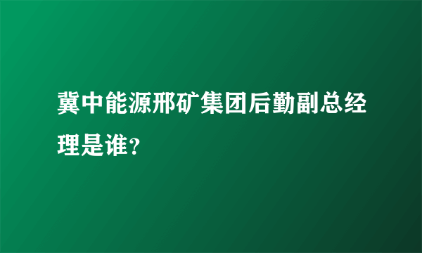 冀中能源邢矿集团后勤副总经理是谁？