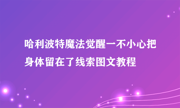 哈利波特魔法觉醒一不小心把身体留在了线索图文教程