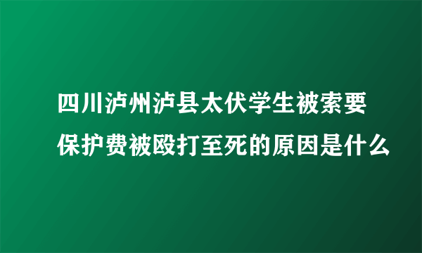 四川泸州泸县太伏学生被索要保护费被殴打至死的原因是什么