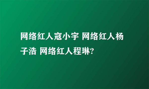 网络红人寇小宇 网络红人杨子浩 网络红人程琳?