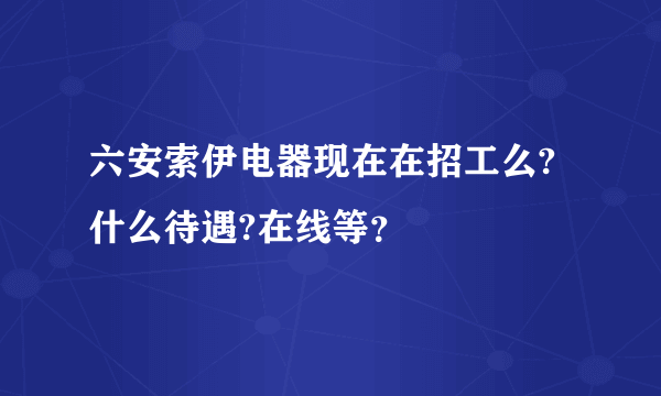 六安索伊电器现在在招工么?什么待遇?在线等？