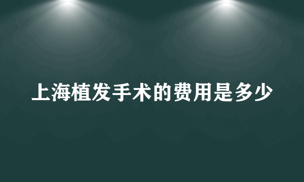 上海植发手术的费用是多少