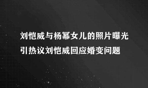 刘恺威与杨幂女儿的照片曝光引热议刘恺威回应婚变问题