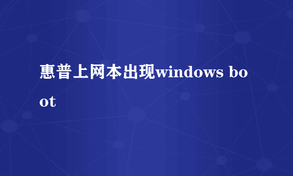 惠普上网本出现windows boot