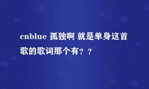 cnblue 孤独啊 就是单身这首歌的歌词那个有？？