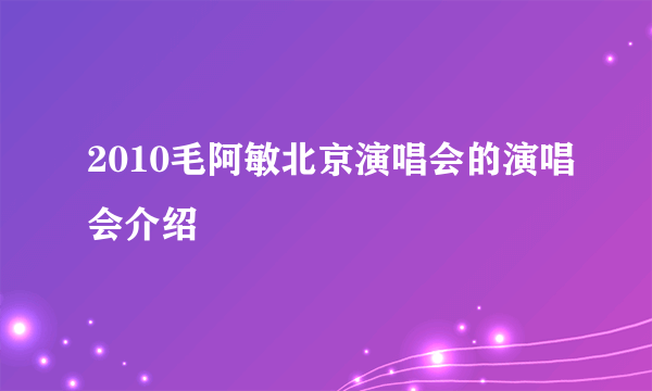 2010毛阿敏北京演唱会的演唱会介绍