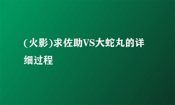 (火影)求佐助VS大蛇丸的详细过程