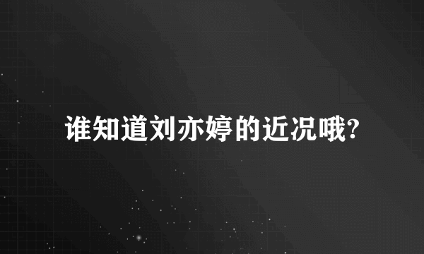 谁知道刘亦婷的近况哦?