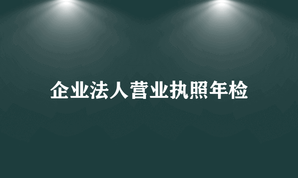 企业法人营业执照年检