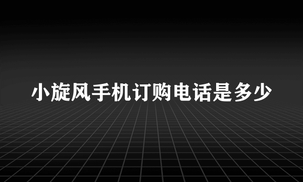 小旋风手机订购电话是多少